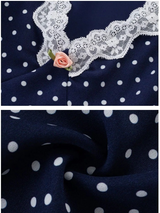 VINTAGE LACE-TRIM POLKA DOT MAXI DRESS