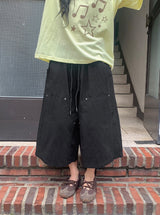 [unisex] チビ ダブルニー ワイド コットン バンディング パンツ