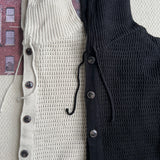 Overfit heavy button hooded waffle knit cardigan (2 colors)