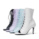 Square Lace-Up Open Toe Heel(Purple)