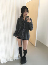 フラッフィー ヘンリーネック ニット