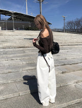 Milt Back Adjust Strap Balloon Wide Pants