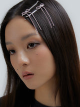  CANDY STONE LONG BOW HAIR CLIP SET (5 COLOR)