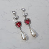 Heart Jewel Princess Earring - Rosepink
