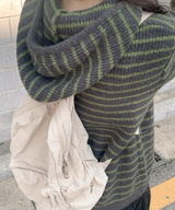 Milk Stripe Dangara Striped Hooded Knitwear