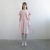 Pink Seersucker Pocket Skirt