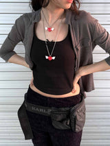 Red angel heart necklace (2 size) - 40cm (short ver.)