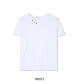 ヴェール ボタン Vネック ショートスリーブ Tシャツ