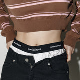 Stripe crop kara top Pink/brown