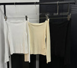 Dot off shoulder long sleeves(3color)