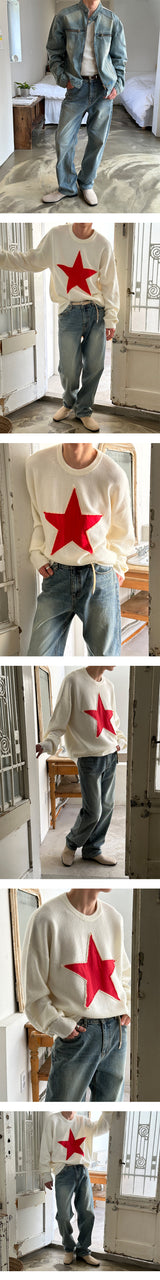 [S-XL] Light blue half banding denim pants