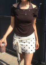 EYELET HALTER LAYER TEE (3color)