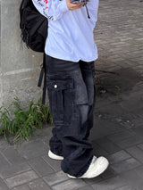 denim button cargo pants