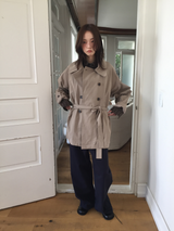 Belted trench half coat (2color)