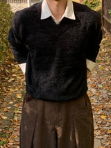 Herald Angora V-Neck Crop Knit
