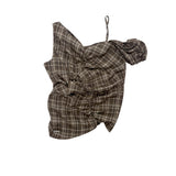 ONE-SHOULDER SHIRRING BLOUSE_CHECK BROWN