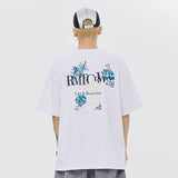 バックポイントブルーフラワーtシャツ