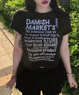 マーケッツドットグラフィックTシャツ_ブラック