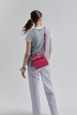 LAZEL MINI ショルダーレザーバッグ / Deep Pink