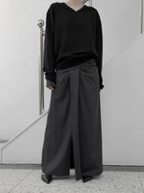 Liboen Ribbon Tie Long Skirt