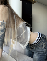 bandage y2k low-waist bootcut pants