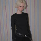 C 90SラインベーシックロングスリーブTシャツ_ブラック