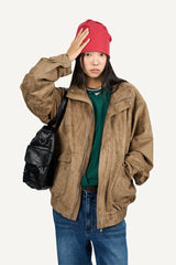 Glow High-Neck Suede Jacket