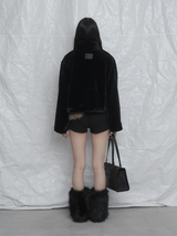 [mnem] ファーカラージャケット (black)