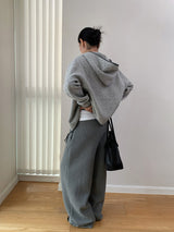 texture cotton sweat banding pants