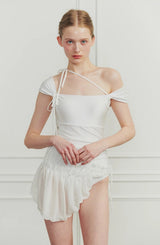 DEW COWL SWIMSUIT white