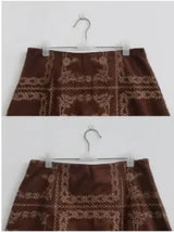 EMBROIDERED SUEDE A-LINE MINI SKIRT