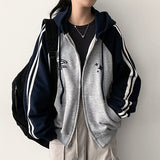 デキズリトラックラインフーデッドジップアップ