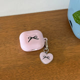 リボンハートエポキシキーリング (pink)