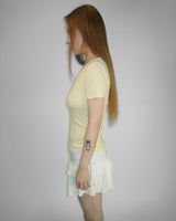 SUGAR SHIRRING SLIM SHORT SLEEVE T-SHIRT