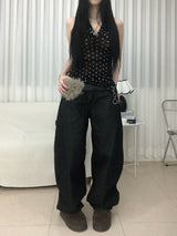 Stud Cross Wide Denim Pants