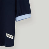 Navy Half Open Collar Tee