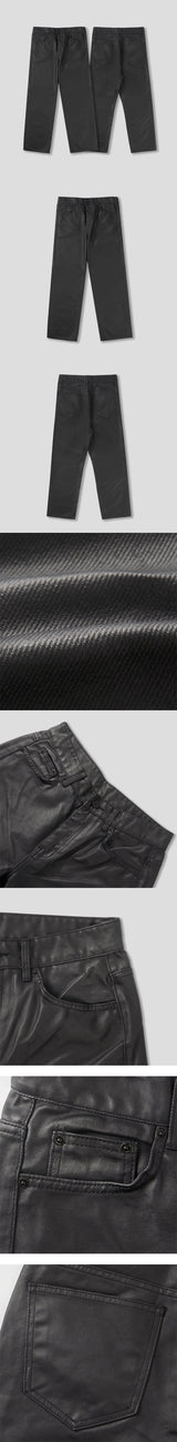 [Unisex] Coating leather wide pants