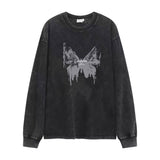 Butterfly Print Long-Sleeved T-Shirt (DP779389802718)