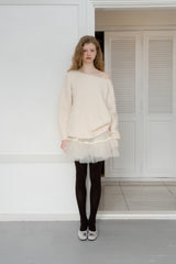 Tutu shirring skirt_ivory
