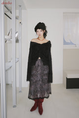 chiffon banding leopard long skirt