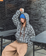 Bay Check Shearling Hooded Jumper