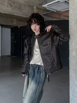 Bleed Washed Leather Biker Jacket