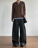 Rib Layered Henley Long Sleeve