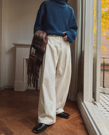 Matty Wool Deep Tuck Wide Slacks
