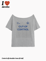 コントロールオフショルダールーズフィットショルダースリーブTシャツ