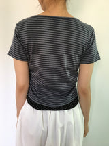 Striped V-neck Short Sleeve (2color)