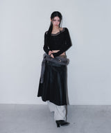fur loop eyelet belt - deep blue