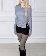 Stud Shirring Off Top (3colors)