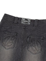 DENIM LONG SKIRT(BLACK)