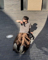 リフォールドSSコットンツータックワイドパンツ